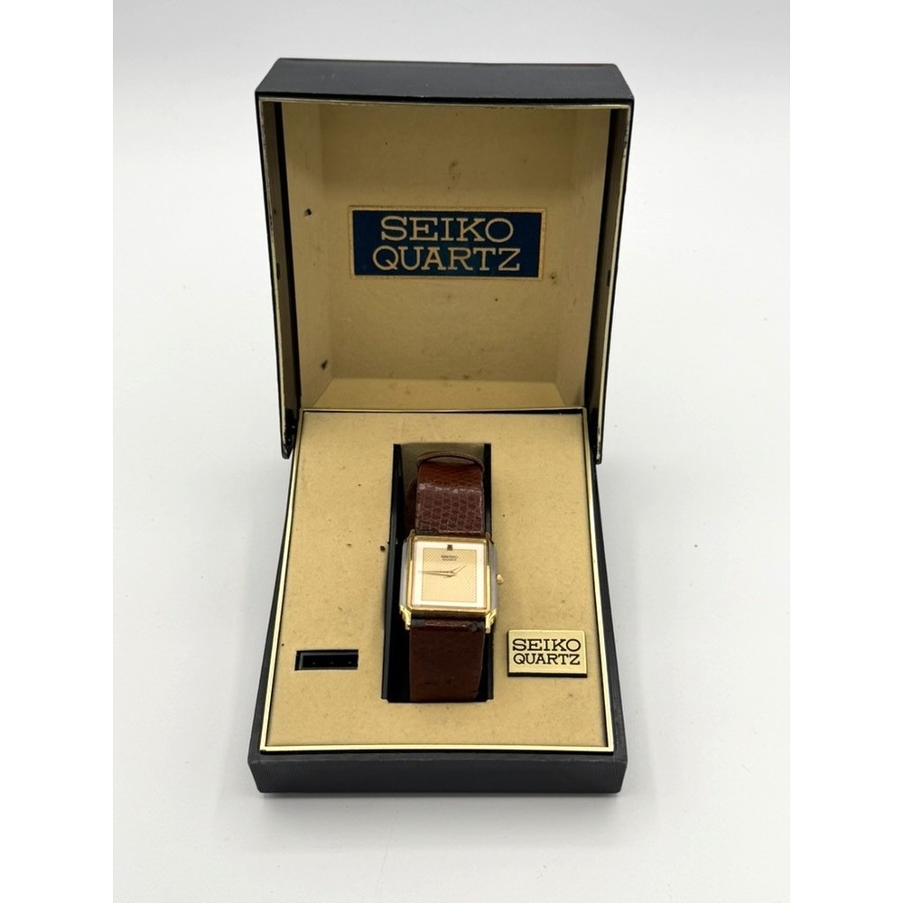Vintage 1985 Seiko Quartz 9020-5399 Two Tone Tank Watch Original Box Runs